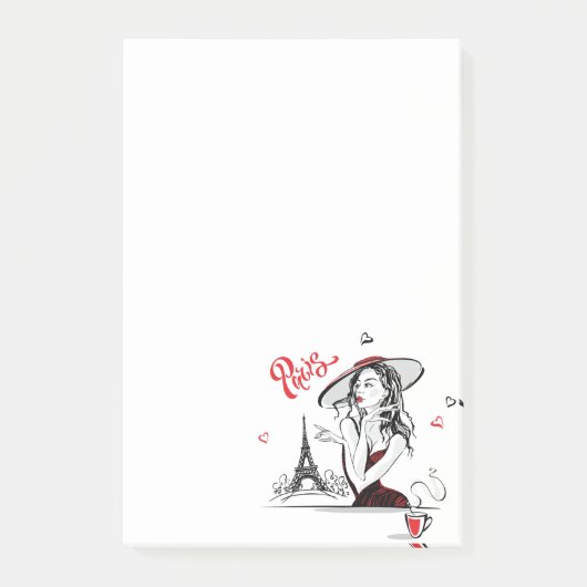 パリとコーヒー、赤 ポストイット (正面)