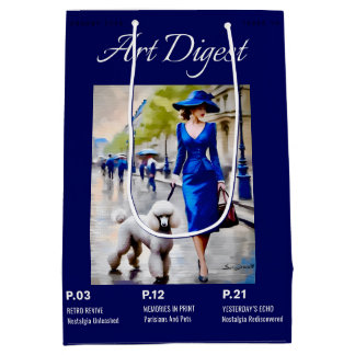 パリとペットのプードル ミディアムペーパーバッグ