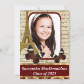 パリと蝶の写真卒業 招待状 (正面)