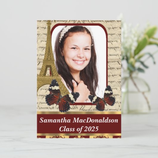 パリと蝶の写真卒業 招待状 (スタンド正面)