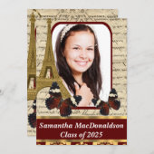 パリと蝶の写真卒業 招待状 (正面/裏面)