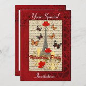 パリと蝶バレンタインパーティー 招待状 (正面/裏面)