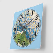 パリと青の花 スクエア壁時計 (傾斜)