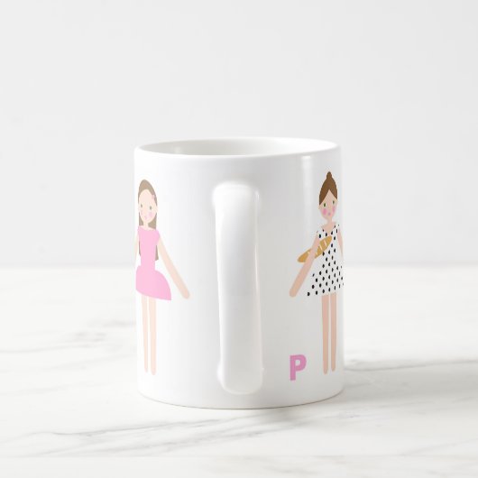 パリのお嬢様マグ コーヒーマグカップ (ハンドル)