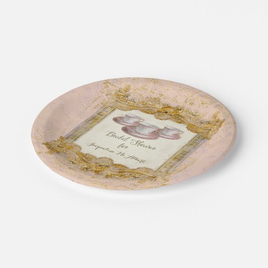 パリのお茶会の王室のなバーセイルズのブライダルシャワー ペーパープレート (アングル)
