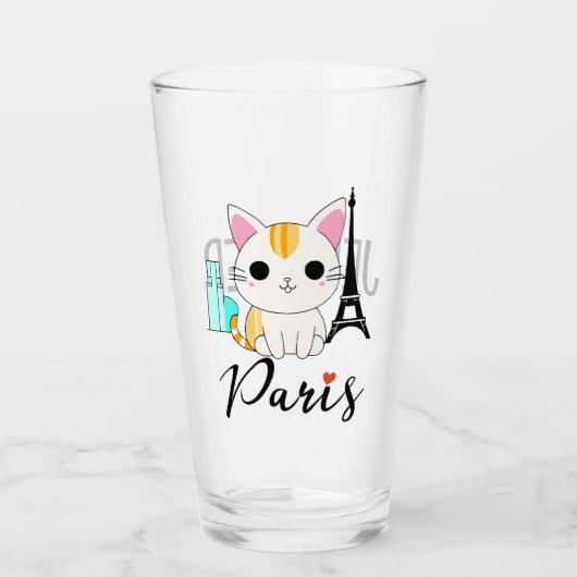 パリのかわいい猫 タンブラーグラス (正面)