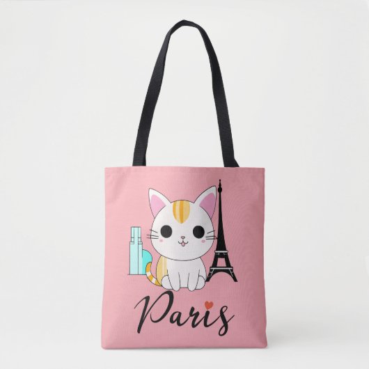 パリのかわいい猫 トートバッグ (正面)