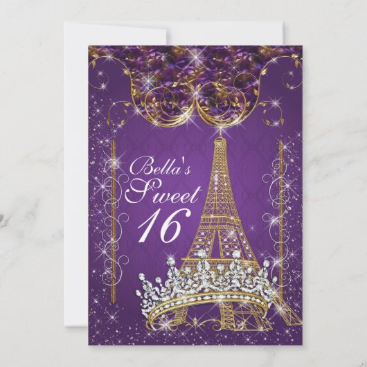 パリのきらきら光るなバースデーパーティ招待状 招待状 (裏面)