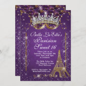 パリのきらきら光るなバースデーパーティ招待状 招待状 (正面/裏面)