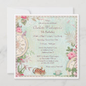 パリのぼろぼろのシックな誕生日のアリス 招待状 (裏面)