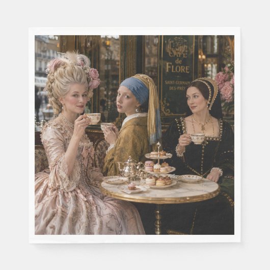 パリのアフタヌーンティー女子会 スタンダードランチョンナプキン (正面)