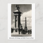 パリのアレキサンダーIII橋とエッフェルタワー ポストカード (正面)