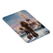 パリのアートフレキシブ絵を描ルでブラウンプードル冬 マグネット (右側)