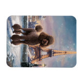 パリのアートフレキシブ絵を描ルでブラウンプードル冬 マグネット (横)