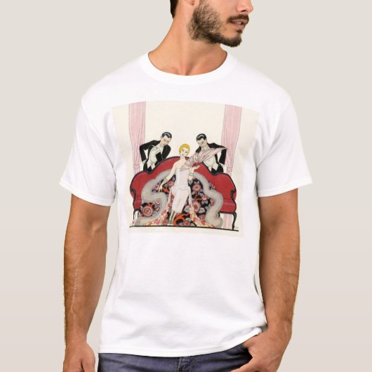 パリのアールデコのエレガントな女性 Tシャツ (正面)