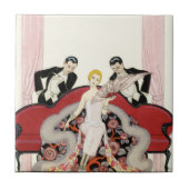 パリのアールデコのタイルのエレガントな女性 タイル (正面)