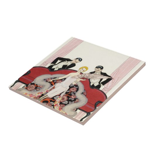 パリのアールデコのタイルのエレガントな女性 タイル (側面)