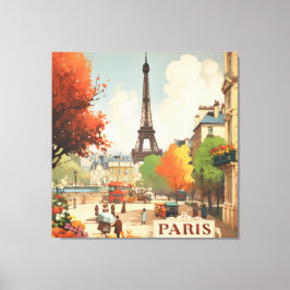 パリのエッフェル塔のヴィンテージ旅行ポスター キャンバスプリント