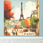 パリのエッフェル塔のヴィンテージ旅行ポスター キャンバスプリント (インサイチュ (ウッドフロア))