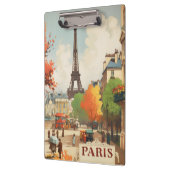 パリのエッフェル塔のヴィンテージ旅行ポスター クリップボード (左)