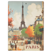パリのエッフェル塔のヴィンテージ旅行ポスター クリップボード (裏面)