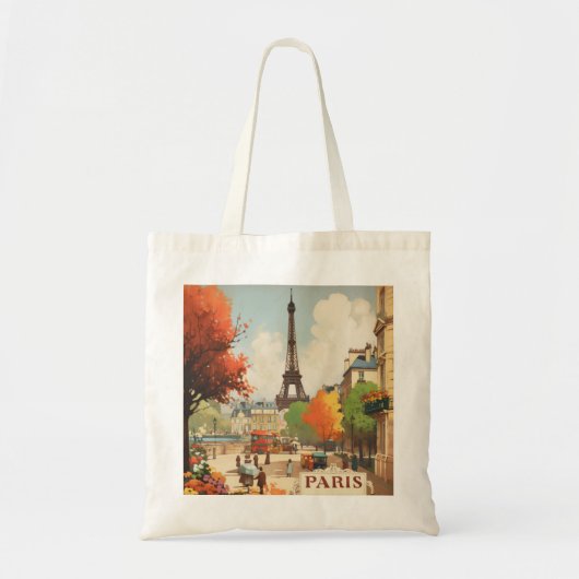 パリのエッフェル塔のヴィンテージ旅行ポスター トートバッグ (正面)