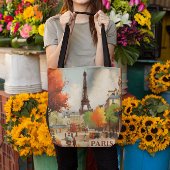 パリのエッフェル塔のヴィンテージ旅行ポスター トートバッグ