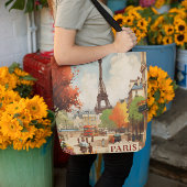 パリのエッフェル塔のヴィンテージ旅行ポスター トートバッグ