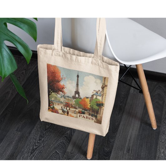 パリのエッフェル塔のヴィンテージ旅行ポスター トートバッグ