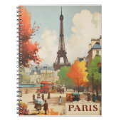 パリのエッフェル塔のヴィンテージ旅行ポスター ノートブック (正面)