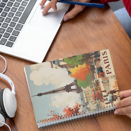 パリのエッフェル塔のヴィンテージ旅行ポスター ノートブック