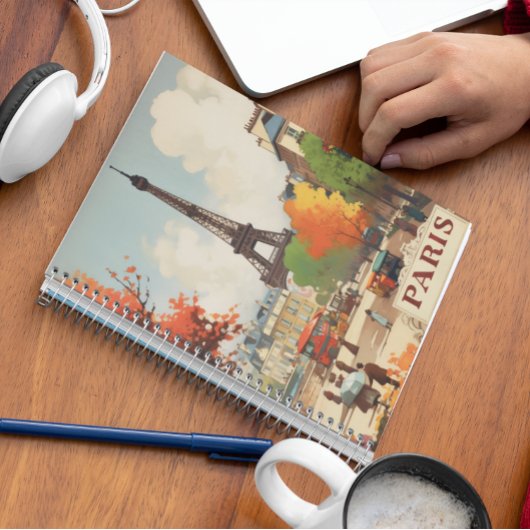 パリのエッフェル塔のヴィンテージ旅行ポスター ノートブック