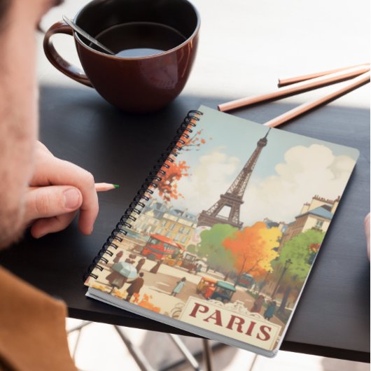 パリのエッフェル塔のヴィンテージ旅行ポスター ノートブック