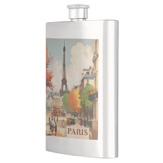 パリのエッフェル塔のヴィンテージ旅行ポスター フラスク (左)