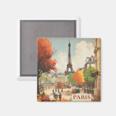 パリのエッフェル塔のヴィンテージ旅行ポスター マグネット (正面/裏面)