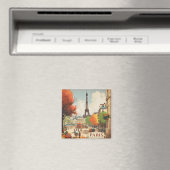 パリのエッフェル塔のヴィンテージ旅行ポスター マグネット (インサイチュ (食洗機))