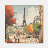 パリのエッフェル塔のヴィンテージ旅行ポスター マグネット (正面)