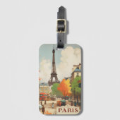 パリのエッフェル塔のヴィンテージ旅行ポスター ラゲッジタグ (正面縦)