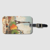 パリのエッフェル塔のヴィンテージ旅行ポスター ラゲッジタグ (正面横)