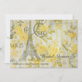 パリのエッフェル塔の花を飾った女の子らしいウェディングシャワー 招待状