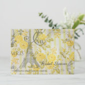 パリのエッフェル塔の花を飾った女の子らしいウェディングシャワー 招待状 (スタンド正面)