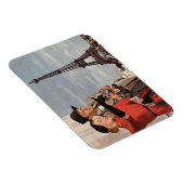 パリのエッフェル塔を訪れるビンテージの観光客 マグネット (右側)