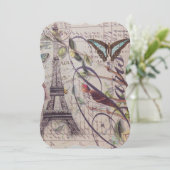 パリのエッフェル塔を飾ったフランス田舎の蝶のスクリプト 招待状 (スタンド正面)