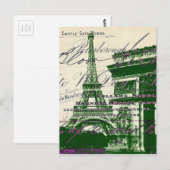 パリのエッフェル塔 アーク・ド・トリオンフのフランス語スクリプト ポストカード (正面/裏面)