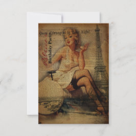 パリのエッフェル塔 ガーリーなパリジャンの誕生日パーティー 招待状