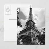 パリのエッフェル塔 ブラック ホワイト ポストカード (正面/裏面)