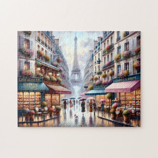 パリのエッフェル塔　雨の日 ジグソーパズル (横)
