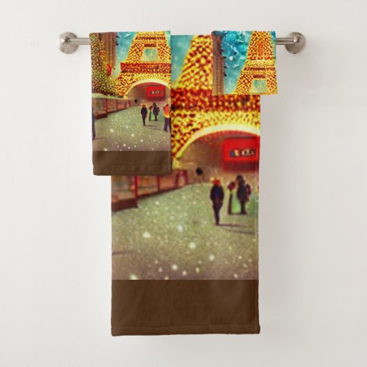 パリのエルフィールタワーのクリスマス バスタオルセット (インサイチュ)