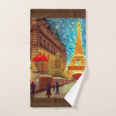 パリのエルフィールタワーのクリスマス バスタオルセット (ハンドタオル)
