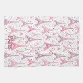 パリのエレガンス：パリエッフェルタワーピンク キッチンタオル (横)